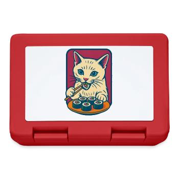 Illustration fantaisiste d'un chat sushi - Boîte à goûter - rouge - Devant