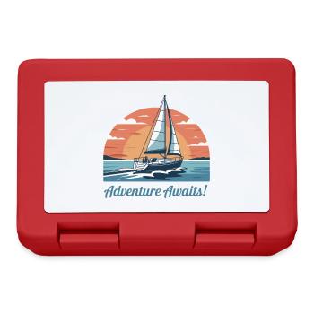 Illustration d'une aventure en voilier au coucher du soleil - Boîte à goûter - rouge - Devant