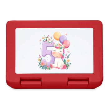 Unicorn Birthday 5 Birthday Number - Lunchbox - red - Front