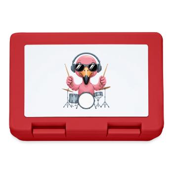 Flamingo Drummer With Headphones And Sunglasses - Lunchbox - red - Front