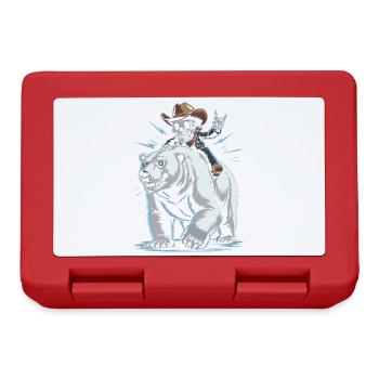 Skeleton Cowboy Riding Polar Bear - Lunchbox - red - Front