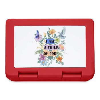 I Am a Child of God – Floral Faith Design - Lunchbox - red - Front