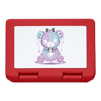 Kawaii Pastel Goth Geflickter Bär - Brotdose - Rot - Vorne