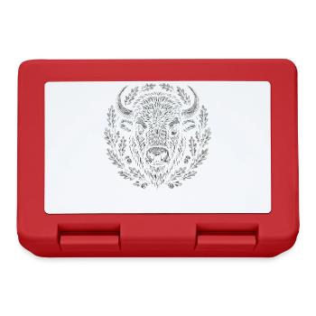 Europäischer Bison mit Eichenkranz Kunst - Brotdose - Rot - Vorne
