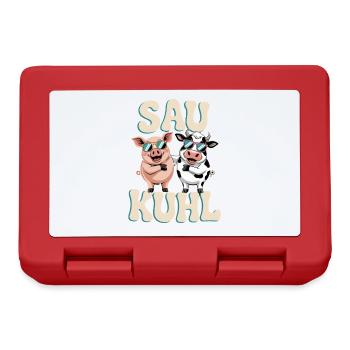  Sau Kuhl Lustige Schwein Und Kuh Illustration Mit - Brotdose - Rot - Vorne