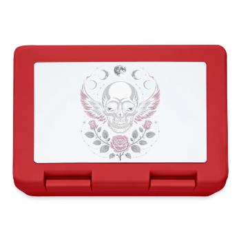 Gothic Skull with Moon Phases and Roses Design - Lunchbox - red - Front