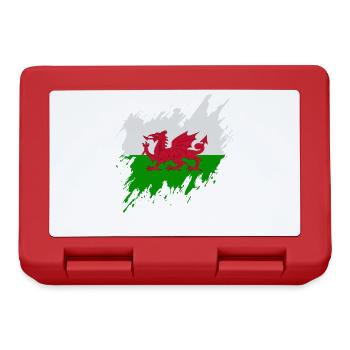 Flagge von Wales, Rissen-Stil - Brotdose - Rot - Vorne
