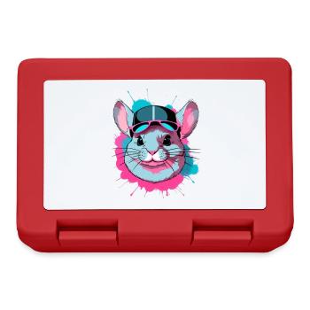 Buntes Chinchilla mit Mütze und Sonnenbrille - Brotdose - Rot - Vorne