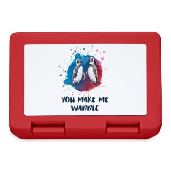 You Make Me Waddle – Cute Penguin Love Shirt - Lunchbox - red - Front