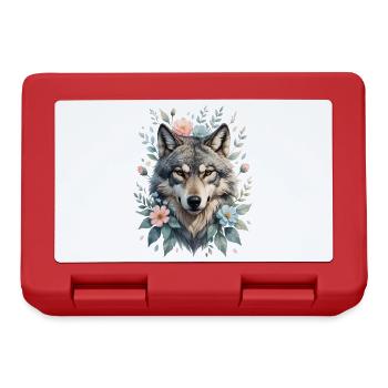 Tête de loup avec couronne de fleurs - Boîte à goûter - rouge - Devant