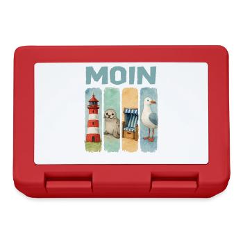 Moin Leuchtturm Robbe Strandkorb Möwe Küste - Brotdose - Rot - Vorne