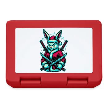 Ninja Weihnachts Hase Katana Shirt - Brotdose - Rot - Vorne