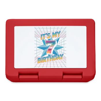 7. Geburtstag Geschenk im coolen 80er Jahre Stil - Brotdose - Rot - Vorne