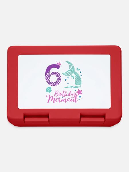 Birthday Mermaid – 6 Jahre Design - Brotdose - Rot