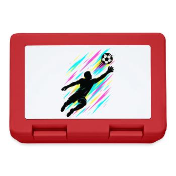 Torwart Action Kunst, Neon Fußball Design - Brotdose - Rot - Vorne