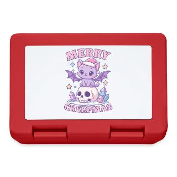 Merry Creepmas Cat Pastel Goth Christmas Skull - Lunchbox - red - Front