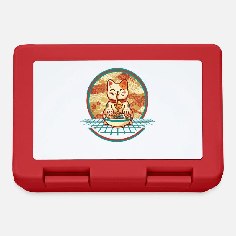 Maneki Neko Ramen Lucky Charm Chat - Boîte à goûter - rouge