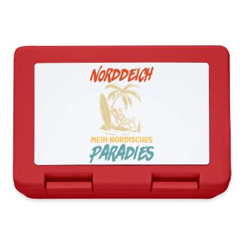 NORDDEICH IST MEIN NORDISCHES PARADIES Lustig - Brotdose - Rot - Vorne