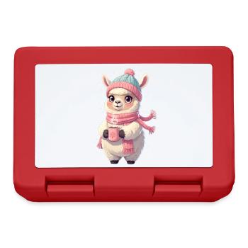 Winter Llama with Tea - Lunchbox - red - Front