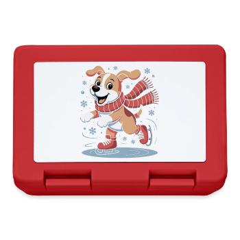 Winter Dog Skate Fun - Lunchbox - red - Front