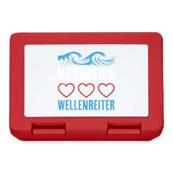 Nordsee Urlaub NORDDEICH WELLENREITER Lustiges - Brotdose - Rot - Vorne