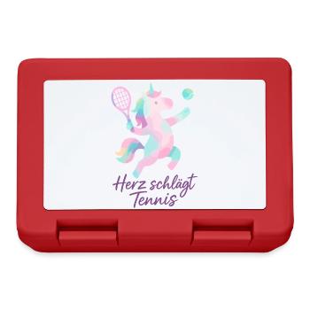 Heart Beats Tennis, Unicorn Love, Tournament - Lunchbox - red - Front