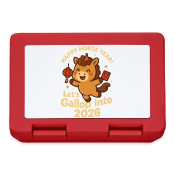 Frohes Pferdejahr 2026, Kawaii, - Brotdose - Rot - Vorne
