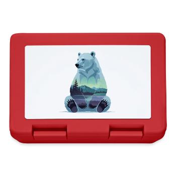 Polarbär mit Berglandschaft Innenmotiv - Brotdose - Rot - Vorne