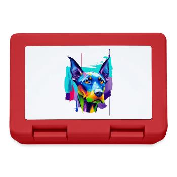Buntes Dobermann-Pinscher Pop-Art-Porträt - Brotdose - Rot - Vorne
