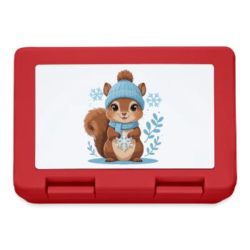 Winterliches Eichhörnchen Motiv - Brotdose - Rot - Vorne