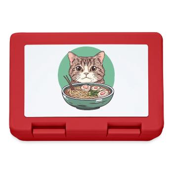 Katze mit Ramen: Nudelschnurren - Brotdose - Rot - Vorne