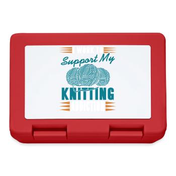 I Work to Support My Knitting Addiction Funny Yarn - Lunchbox - red - Front