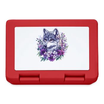 Blumenwolf im Aquarellrahmen - Brotdose - Rot - Vorne