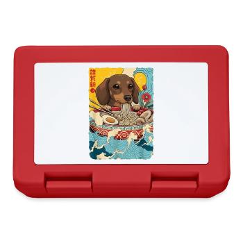 Japanese Ramen Dachshund Noodle Bowl Anime Otaku - Lunchbox - red - Front