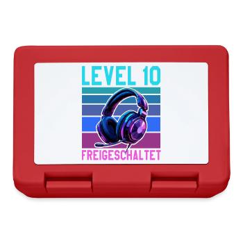 10. Geburtstag Junge Mädchen Gamer Level 10 Jahre - Brotdose - Rot - Vorne