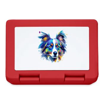 Australian Shepherd Aussie Colourful Dog Portrait - Lunchbox - red - Front