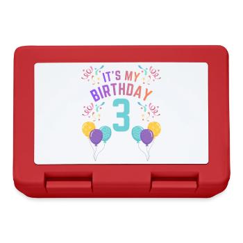 3 ans fille C’est mon anniversaire Enfants Anniversaire - Boîte à goûter - rouge - Devant