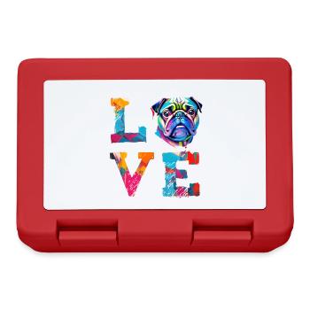 Pug Love Retro Heart Dog Breed Graphic - Lunchbox - red - Front