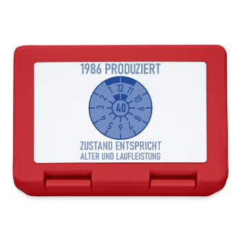 1986 Geboren 40. Geburtstag Auto Tuning - Brotdose - Rot - Vorne