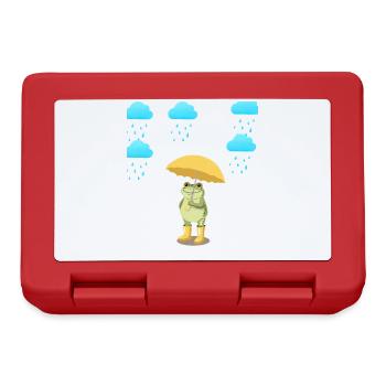 Frosch mit Regenschirm im Regen - Brotdose - Rot - Vorne