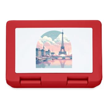Pastell Paris: Skyline am Seine - Brotdose - Rot - Vorne