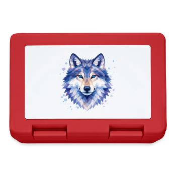 Geometrisches Wolf Design | Wildtier Kunst Print - Brotdose - Rot - Vorne