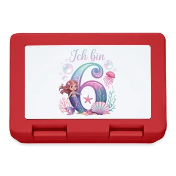 I'm 6 Mermaids Girl 6th Birthday - Lunchbox - red - Front