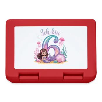 I'm 6 Mermaids Girl 6th Birthday - Lunchbox - red - Front