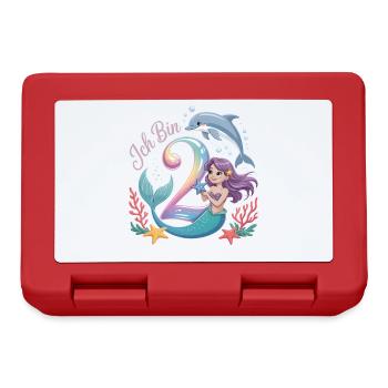 I'm 2 Mermaids Girl 2nd Birthday - Lunchbox - red - Front