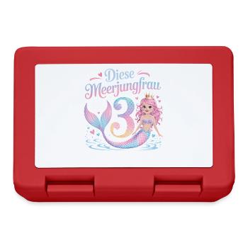 This Mermaid Is 3 Girls 3rd Birthday - Lunchbox - red - Front