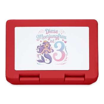 This Mermaid Is 3 Girls 3rd Birthday - Lunchbox - red - Front