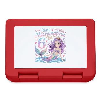 This Mermaid Is 6 Girls 6th Birthday - Lunchbox - red - Front