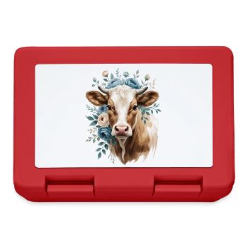 Kuhportrait mit Blumenkranz - Brotdose - Rot - Vorne