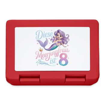 This Mermaid Is 8 Girls 8th Birthday - Lunchbox - red - Front